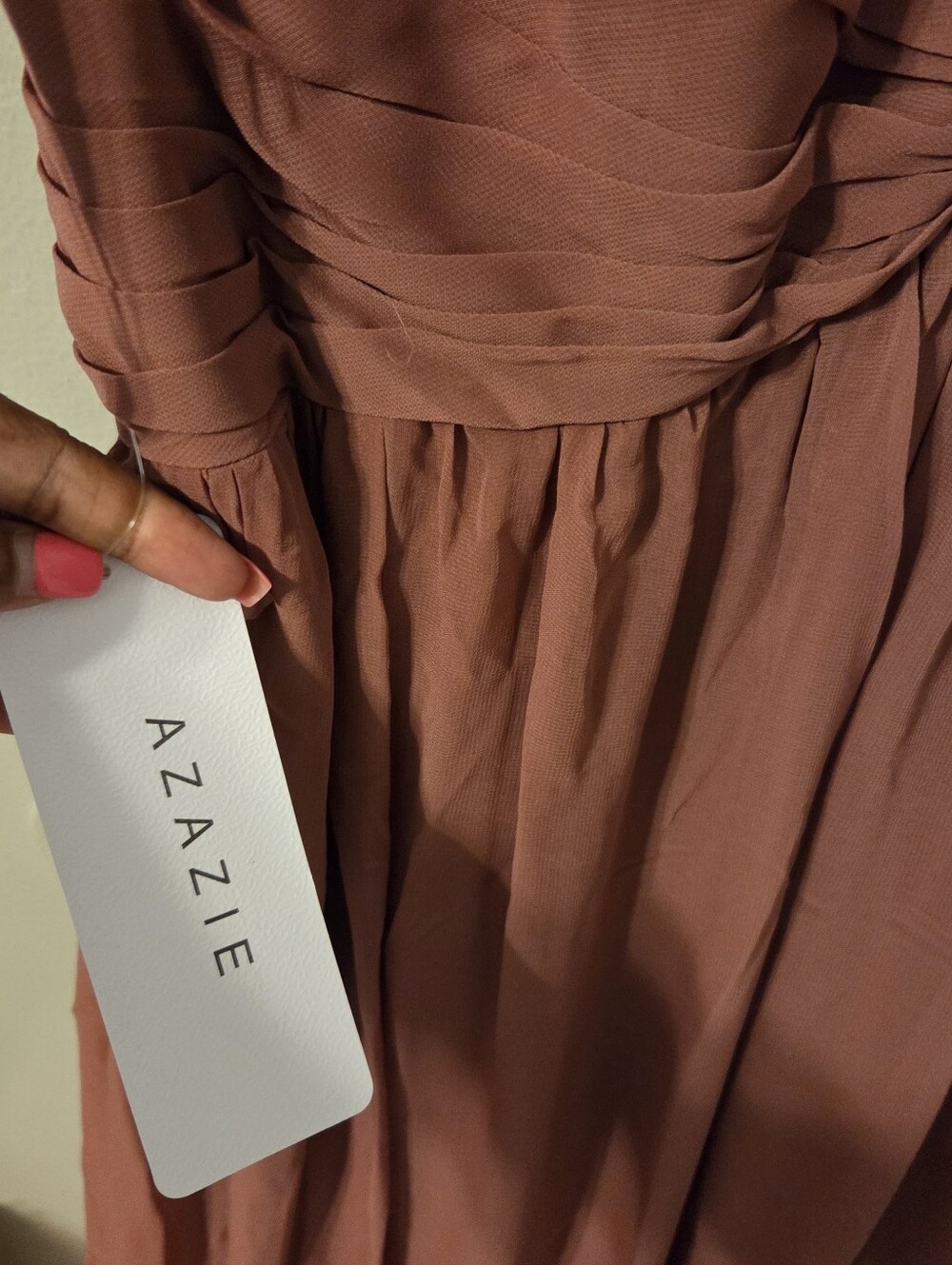 Azazie Womens Pink Yetta Flowy Whimsical Bridesmaid Dress Sz 8 NWT - Picture 9 of 10